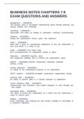 BUSINESS NOTES CHAPTERS 7-9 EXAM QUESTIONS AND ANSWERS