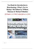 Introduction to Biotechnology &lpar;What&rsquo;s New in Biology&rpar; &ndash; 4th Edition by William Thieman & Michael Palladino &vert; Complete Test Bank with Verified Questions and Answers