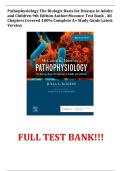 Pathophysiology The Biologic Basis for Disease in Adults and Children 9th Edition Author&colon;Mccance Test Bank &comma; All Chapters Covered 100&percnt; Complete A&plus; Study Guide Latest  Version