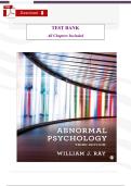 TEST BANK for Abnormal Psychology&comma; 3rd Edition by William Ray &ndash; Complete Chapters 1&ndash;16