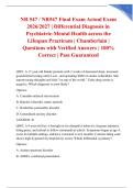 NR 547 &sol; NR547 Final Exam Actual Exam 2026&sol;2027 &vert; Differential Diagnosis in Psychiatric-Mental Health across the Lifespan Practicum &vert; Chamberlain &vert; Questions with Verified Answers &vert; 100&percnt; Correct &vert; Pass Guaranteed