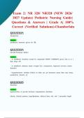 Exam 2&colon; NR 328&sol; NR328 &lpar;NEW 2026&sol; 2027 Update&rpar; Pediatric Nursing Guide&vert; Questions & Answers &vert; Grade A&vert; 100&percnt; Correct &lpar;Verified Solutions&rpar;-Chamberlain