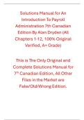 Solutions Manual An Introduction To Payroll Administration 7th Canadian Edition By Alan Dryden