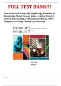 Test Bank for Personality Psychology&comma; Domains of Knowledge About Human Nature Author&colon;Randy J&period; Larsen&comma; Buss & King&comma; 3rd Canadian Edition 100&percnt; Complete A&plus; Study Guide Latest Version