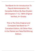 Solutions Manual with Test Bank An Introduction To Payroll Administration 7th Canadian Edition By Alan Dryden
