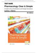 Test Bank - Pharmacology Clear and Simple A Guide to Drug Classifications and Dosage Calculations 4th Edition &lpar;Watkins&comma; 2023&rpar; Chapter 1-20 &vert;  All Chapters with Answers and Rationales