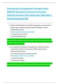 Pennsylvania Occupational Therapist Exam  &lpar;NBCOT&rpar; Questions And Correct Answers  &lpar;Verified Answers&rpar; Plus Rationales 2026 Q&A &vert;  Instant Download Pdf 