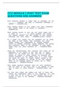 CCC MODULE 1 POST TEST EXAM QUESTIONS AND ANSWERS