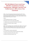 BSN 206 Hallmark Exam Actual Exam 2026&sol;2027 &vert; Foundations of Nursing Fundamentals &vert; Nightingale &vert; Questions with Verified Answers &vert; 100&percnt; Correct &vert; Pass Guaranteed