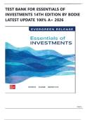 TEST BANK FOR ESSENTIALS OF INVESTMENTS 14TH EDITION BY BODIE LATEST UPDATE 100&percnt; A&plus;