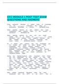     CCC MODULE 1 POST TEST EXAM QUESTIONS AND ANSWERS