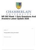 NR 565 Week 1 Quiz Questions And Answers Latest Update 2026