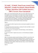 NU 664C &sol; NU664C Final Exam Actual Exam 2026&sol;2027 &vert; Family Psychiatric Mental Health I &vert; Regis &vert; Questions with Verified Answers &vert; 100&percnt; Correct &vert; Pass Guaranteed