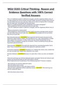 WGU D265 Critical Thinking- Reason and Evidence Questions with 100- Correct Verified Answers