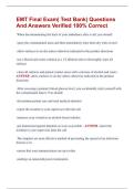 EMT Final Exam&vert; Test Bank&vert; Questions  And Answers Verified 100&percnt; Correct