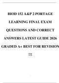 BIOD 152 A&P 2 PORTAGE LEARNING FINAL EXAM QUESTIONS AND CORRECT ANSWERS LATEST GUIDE 2026 GRADED A&plus; BEST FOR REVISION &excl;&excl;&excl;