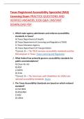 Texas Registered Accessibility Specialist &lpar;RAS&rpar; Exam Questions and Correct Answers