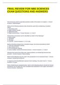 FINAL REVIEW FOR NBE SCIENCES EXAM QUESTIONS AND ANSWERS