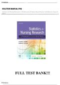 Solution Manual for Statistics for Nursing Research&colon; A Workbook for Evidence-Based Practice 3rd Edition &vert; Susan K&period; Grove &vert; Step-by-Step Solutions &vert; Latest Version