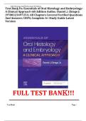 Test Bank For Essentials of Oral Histology and Embryology&colon; A Clinical Approach 6th Edition Author&colon; Daniel J&period; Chiego Jr &vert;9780323497251&vert; All Chapters Covered Verified Questions And Answers 100&percnt; Complete A&plus; Study Guide Latest Version