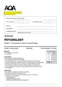 2025   AQA   A &ndash;LEVEL PSYCHOLOGY Paper 1&colon; Introductory topics in psychology Examination Paper and Mark Scheme