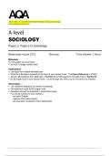 2025   AQA   A &ndash;LEVEL SOCIOLOGY Paper 2 Topics in Sociology Examination Paper and Mark Scheme