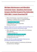 Michigan Maintenance and Alteration Contractor Exam &vert; Verified Questions and Correct Answers&comma; Detailed Rationales&comma; A&plus; Explanations&comma; Updated Licensing Exam Study Guide