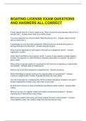 BOATING LICENSE EXAM QUESTIONS AND ANSWERS ALL CORRECT 