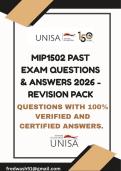 MIP1502 PAST EXAM QUESTIONS & ANSWERS 2026 - REVISION PACK