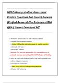 NHS Pathways Auditor Assessment  Practice Questions And Correct Answers  &lpar;Verified Answers&rpar; Plus Rationales 2026  Q&A &vert; Instant Download Pdf 