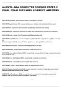 A-LEVEL AQA COMPUTER SCIENCE PAPER 2  FINAL EXAM 2025 WITH CORRECT ANSWERS 