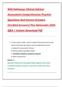 NHS Pathways Clinical Advisor  Assessment Comprehensive Practice  Questions And Correct Answers  &lpar;Verified Answers&rpar; Plus Rationales 2026  Q&A &vert; Instant Download Pdf