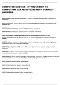 COMPUTER SCIENCE- INTRODUCTION TO  COMPUTING  ALL QUESTIONS WITH CORRECT  ANSWERS 