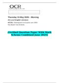 2025 AS Level English Literature H072&sol;01 Shakespeare and poetry pre-1900    &lpar;Verified Question Paper With Mark Scheme Combined June 2025&rpar;