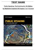 Test Bank &ndash; Public Speaking&colon; The Evolving Art &lpar;5th Edition&comma; Stephanie Coopman&rpar; &vert; Complete Chapters 1&ndash;17