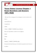 Texas Claims License Chapter 1 Exam Questions and Answers 100&percnt; PASS