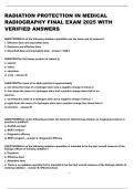 RADIATION PROTECTION IN MEDICAL  RADIOGRAPHY FINAL EXAM 2025 WITH  VERIFIED ANSWERS 