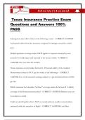 Texas Insurance Practice Exam Questions and Answers 100&percnt; PASS