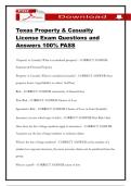 Texas Property & Casualty License Exam Questions and Answers 100&percnt; PASS