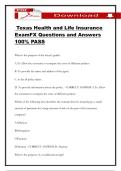 Texas Health and Life Insurance ExamFX Questions and Answers 100&percnt; PASS