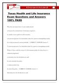 Texas Health and Life Insurance Exam Questions and Answers 100&percnt; PASS