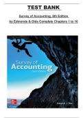 Test Bank &ndash; Survey of Accounting &lpar;6th Edition&comma; Edmonds & Olds&rpar; &vert; Complete Chapters 1&ndash;16