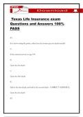 Texas Life Insurance exam Questions and Answers 100&percnt; PASS