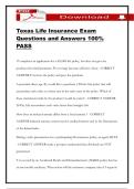 Texas Life Insurance Exam Questions and Answers 100&percnt; PASS