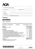 AQA A LEVEL 2025 BUSINESS PAPER 1 7132&sol;1 MARK SCHEME AND QUESTION PAPER 