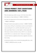 TEXAS PERMIT TEST QUESTIONS AND ANSWERS 100&percnt; PASS