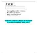 2025 A Level Drama and Theatre H459&sol;31 Analysing Performance   &lpar;Verified Question Paper With Mark Scheme Combined June 2025&rpar;
