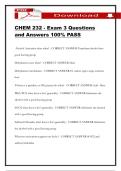 CHEM 232 - Exam 3 Questions and Answers 100&percnt; PASS