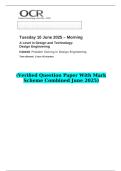 2025 A Level in Design and Technology&colon; Design Engineering H404&sol;02 Problem Solving in Design Engineering &lpar;Verified Question Paper With Mark Scheme Combined June 2025&rpar;