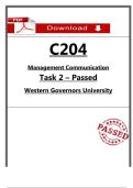 C204 Task 2 &ndash; First Attempt Passed &lpar;2026&rpar; &ndash; Management Communication &lpar;WGU&rpar;